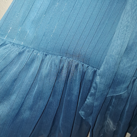 NWT Point Sur Faux-wrap Dress In Lurex Crinkle Chiffon - Picture 4 of 9